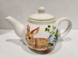 Easter Grace Fine Ceramic Bunny Rabbit Floral Teapot Coffee Pot - £29.27 GBP