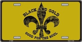 Fleur De Lis Gold &amp; Black Good For The Soul License Plate Tag - £3.15 GBP