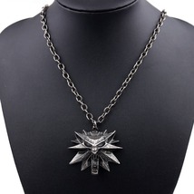 Witcher Wolf Head Medallion Metal Steel Pendant Necklace Set - £14.32 GBP