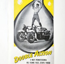 1947 Pennzoil Motor Oil Advertisement Motorcycle Stuntman Double Action ... - $24.99