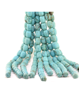 Blue Green Magnesite Barrel Beads Four 16 inch Strand Lot 10x15mm Bead Boho - $23.07 CAD