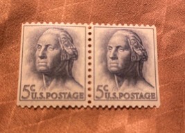 1962 Unused George Washington 5 Cent Block Of 2 Stamps Mint Condition - £17.53 GBP
