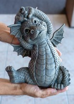 Adorable Winged Yoga Garden Dragon Statue &#39;Stone&#39; Finish Superb 10.25&quot; Tall CUTE - £28.17 GBP