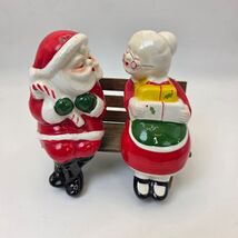 Vintage Santa &amp; Mrs Claus Salt &amp; Pepper Shakers Ceramic Bench Set Christ... - €17,06 EUR