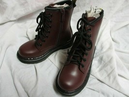 Dream Pair Fight-1K Girls Leather Lace Up Heeled Boots 7&quot;Tall Size(10)C-Burgundy - £31.45 GBP