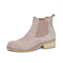 Donna-in Autumn New Genuine Leather Women Chelsea Boots Round Toe Mid Heel Casua - £84.39 GBP