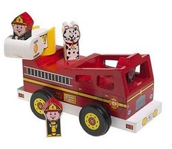 Vintage Melissa &amp; Doug Pop &amp; Go Wooden Fire Truck       12 - $32.29