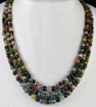 NATURAL MULTI TOURMALINE BEADS CARVED MELON 3 LINE 390 CARATS GEMSTONE N... - £470.79 GBP