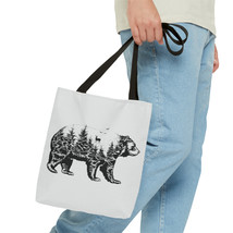 Forest &amp; Bear Tote Bag: B&amp;W Nature Art Design for Your Daily Essentials - £17.26 GBP+