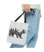 Forest &amp; Bear Tote Bag: B&amp;W Nature Art Design for Your Daily Essentials - £16.16 GBP+