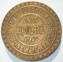 HOME INSURANCE Co. New York- 60 Year Anniversary Mark/Medallion- 1913 MEDAL - £47.30 GBP