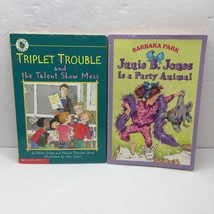 Vintage Lot 2 Kids Books Junie B Jones Party Animal Triplet Trouble Talent Show - £11.93 GBP