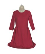 Jack Sheath Dress Size Small Red Boat Neck Mesh Ruffles Zip Up Casual - €23,96 EUR