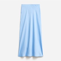 New J Crew Women Midi Slip Gwyneth Skirt Sz XL Light Blue A-line Elastic Waist - £38.55 GBP