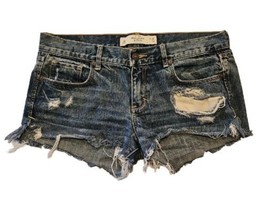 Abercrombie &amp; Fitch Emma Jean Shorts Womens 6 28 Blue Destroyed Cutoff M... - $18.60