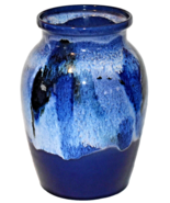 DK Clay Studio Pottery North Carolina Blue Drip Glaze Stoneware Vase 12 ... - $742.46 MXN