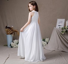 Lace Chiffon Sleeveless Halter Flower Girl Dresses A Line Simple First Communion - £92.80 GBP