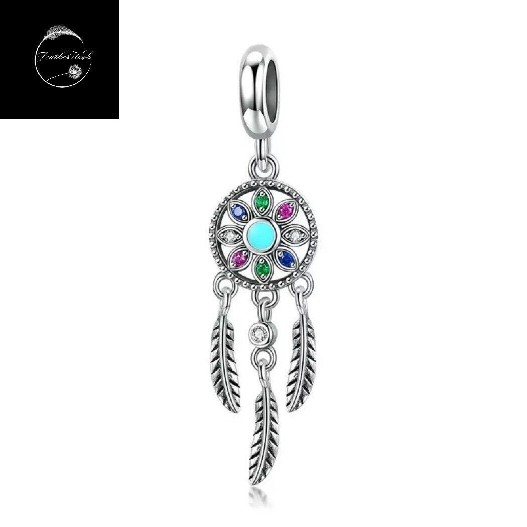 Genuine Sterling Silver 925 Dream Catcher Pendant Dangle Charm For Bracelets Mum