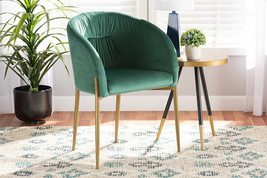 Theron Green Velvet Fabric Upholstered and Gold Finished Metal Dining Chair - $2,965.82 MXN