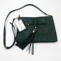 Jen &amp; Co Crossbody Shoulder Cluch Green Vegan Leather 13x9.5x2.5 inches - £31.39 GBP