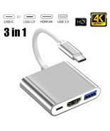 3 in1 Type C to USB-C 4K HDMI USB 3.0 Hub Adapter Cable Lead For Macbook... - $9.63 CAD