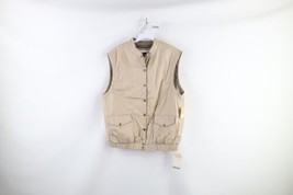 NOS Vtg 90s Streetwear Womens Large Full Button Windbreaker Vest Jacket Beige - $59.35