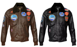 MEN&#39;S TOM CRUISE TOP GUN BOMBER BIKER REAL LEATHER JACKET - $102.88+