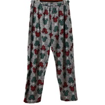 Mickey Mouse Pajama Pants Holiday Plaid Disney Fleece Gray Lounge Size Large - £11.78 GBP