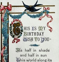 Happy Birthday Wish Greeting Postcard 1910 BAG Artist Card Bird Embossed... - $19.99