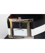 Skagen 228SSLW-B Black and White Leather Band Stainless Steel Watch - $60.00
