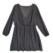 Express Black Sheer Wrap Knee-Length Dress Size XL Long Puff Slv Elastic... - $24.00