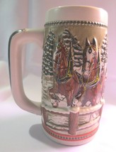 Vtg Budweiser Beer Clydesdales Covered Bridge holiday Stein mug 1984 Ceramarte - £15.63 GBP