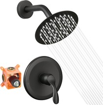 Black Shower Head And Faucet Set Full Of Valve Shower Fixtures With 6 Inch High - £58.96 GBP