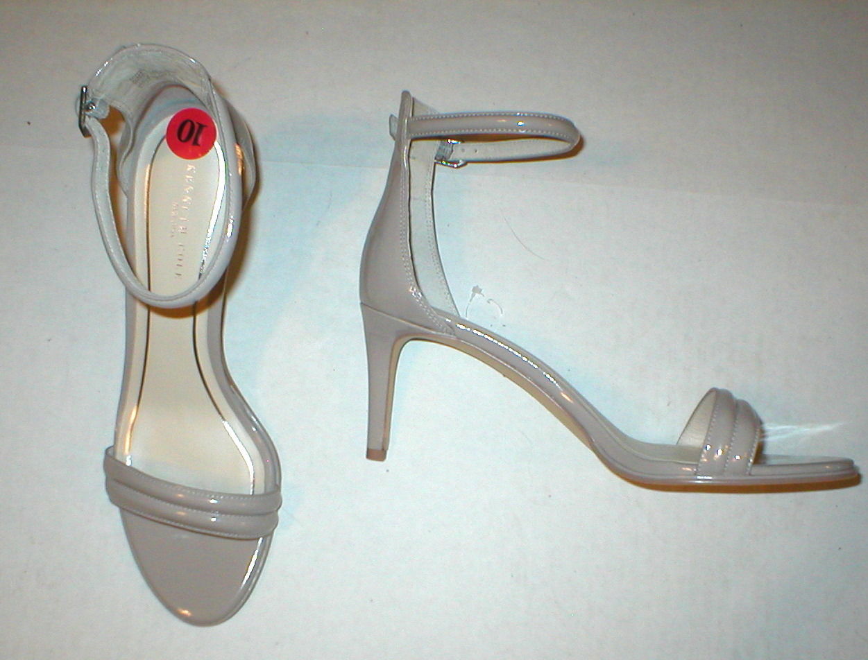 New Womens Kenneth Cole Sandals Heels Beige Nude Dress Work Shoes Patent 10 Open - $75.60