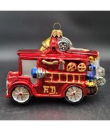 Kurt Adler Polonaise Red Fire Truck Glass Christmas Tree Ornament Poland... - $456.48 MXN