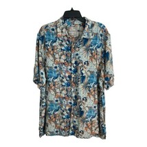 Margaritaville Mens Shirt Size 2xl Button Down Silk/Linen Blue Floral Ha... - $29.15