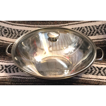 Wolfgang Puck Bistro Collection 14&quot; Wok w/Glass Lid 18-10 Stainless Stee... - £105.23 GBP