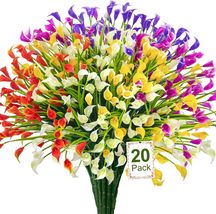 20 Bundles Artificial Flowers for Outdoors Fake Calla Lily Flowers, Multicolor - £12.57 GBP