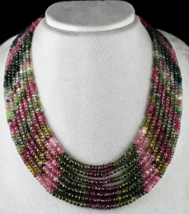 Natural Multi Tourmaline Beads Faceted Round 7L 670 Ct Gemstone Fashion Necklace - £1,740.83 GBP