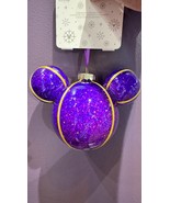 Disney Parks Mickey Mouse Shape Purple Embellished Ornament NEW - $61.38 CAD