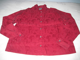 CHICO&#39;S LADIES RED BUTTON LS TOP-0(XS/4-6)-NYLON/COTTON/SILK-WORN ONCE-L... - $5.89