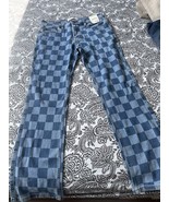Abercrombie Kids Straight Jeans Girls 15/16 Blue Check Denim Pockets Zip... - $12.00