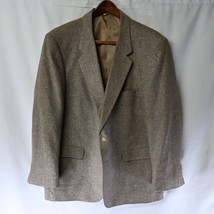 Vtg 90s 52B Big &amp; Tall Beige Woven Tweed 2 Btn Blazer Suit Jacket Sport Coat - £39.52 GBP