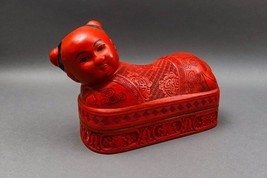 Antique Chinese Large Fine Carved Cinnabar Lacquer Boy Pillow Headrest B... - $3,999.99