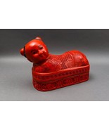 Antique Chinese Large Fine Carved Cinnabar Lacquer Boy Pillow Headrest B... - £3,160.63 GBP