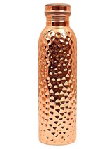 Handicrafts Pure Copper Handmade Hammered Copper Water Bottle Capacity 1 Litre - £24.22 GBP