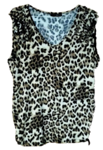 Jennie &amp; Marlis Women&#39;s Top Leopard Print Ruffled Shoulders Elastic Side... - $8.00