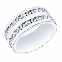 2.08 Karat Runde Künstlicher Diamant 14K Weiß Vergoldet HERREN Ehering - £105.57 GBP