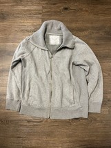 Sonoma Men&#39;s XL Solid Gray Cotton Stretch Tight Knit Zip-Up Ribbed Sweater - $11.30