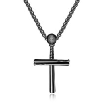 Waterproof Black Stainless Steel Cross Necklace - Minimalist Pendant - £30.85 GBP